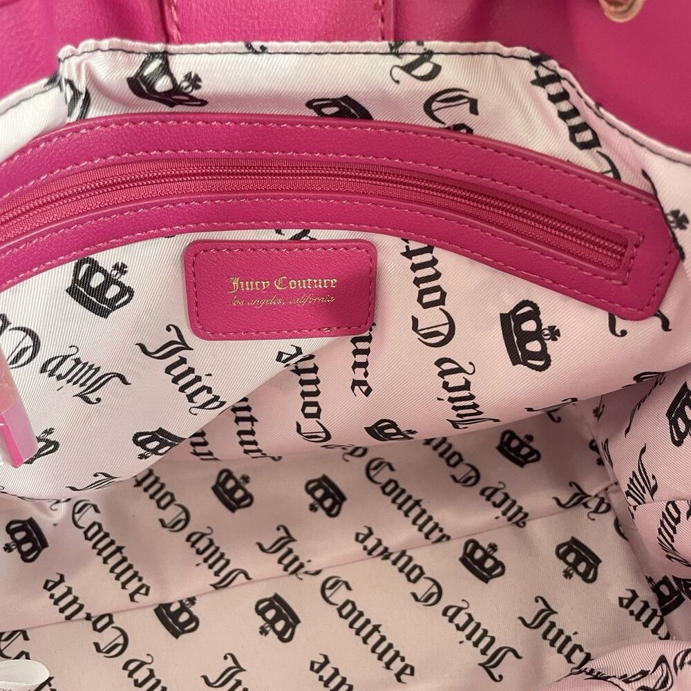 New Juicy Couture Scottish Dogs Tote Velvet Crest Drawstring Tote Handbag Charm - Picture 8 of 9